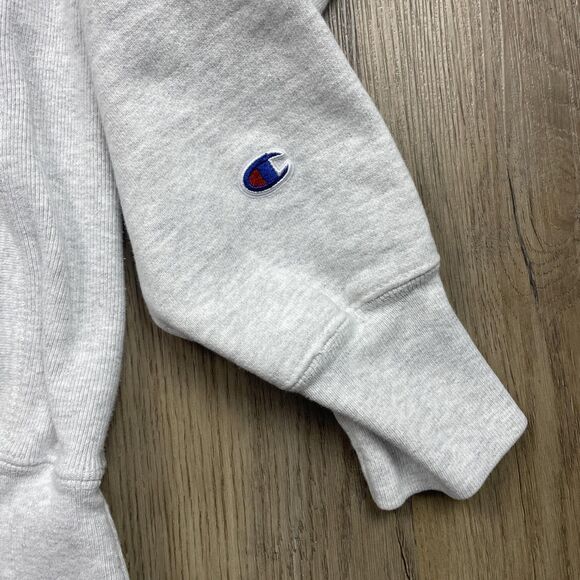 Champion Hoodie Mens Medium Gray Reverse Weave Sweatshirt C Patch Pullover - Picture 3 of 10